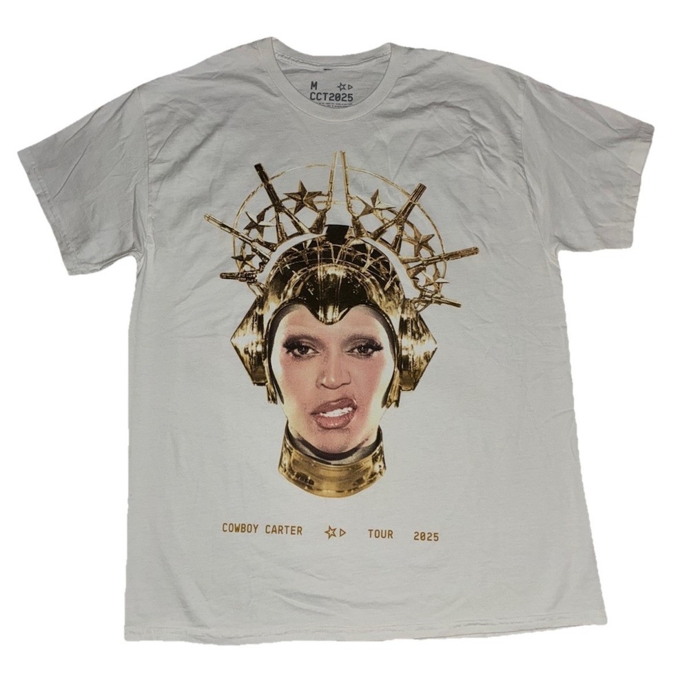 Beyonce II Hands II Heaven Tee M White Cowboy Carter Tour 2025 Merch NEW *flaw